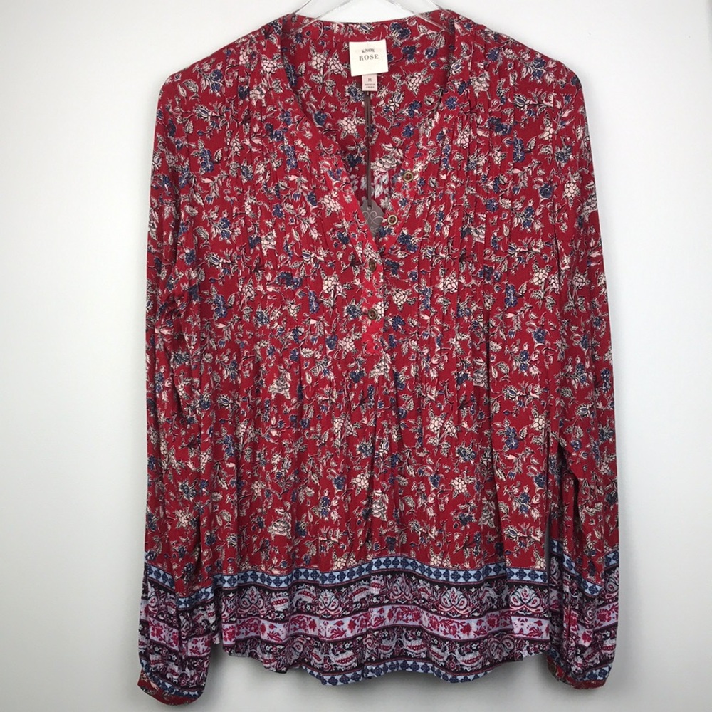 New Knox Rose Rouge Red Top Sz M